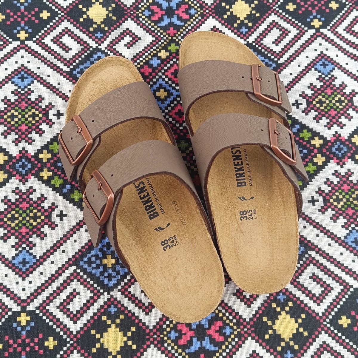 Birkenstock Arizona Mocha Birko-Flor Comfort Leather Sandals Men's