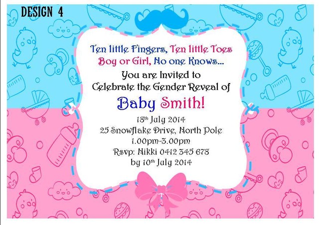 1 X Gender Reveal Baby Shower Unisex Boy Girl Personalised