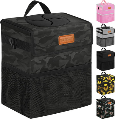 Cubo De Basura Para Coche Coche De Cuero Refinado Con Impermeable 3 Galones NEW