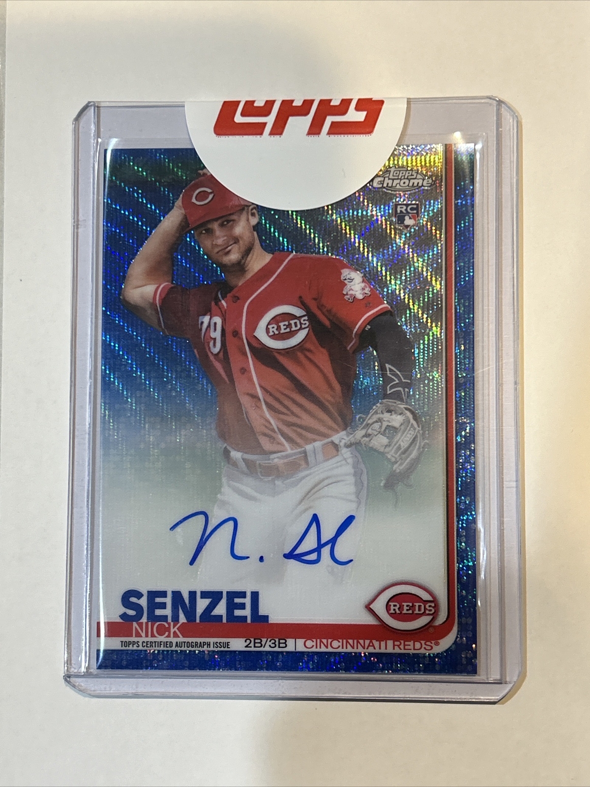 2019 Topps Chrome Blue Wave Refractor Nick Senzel Rookie Auto Rookie Card /150