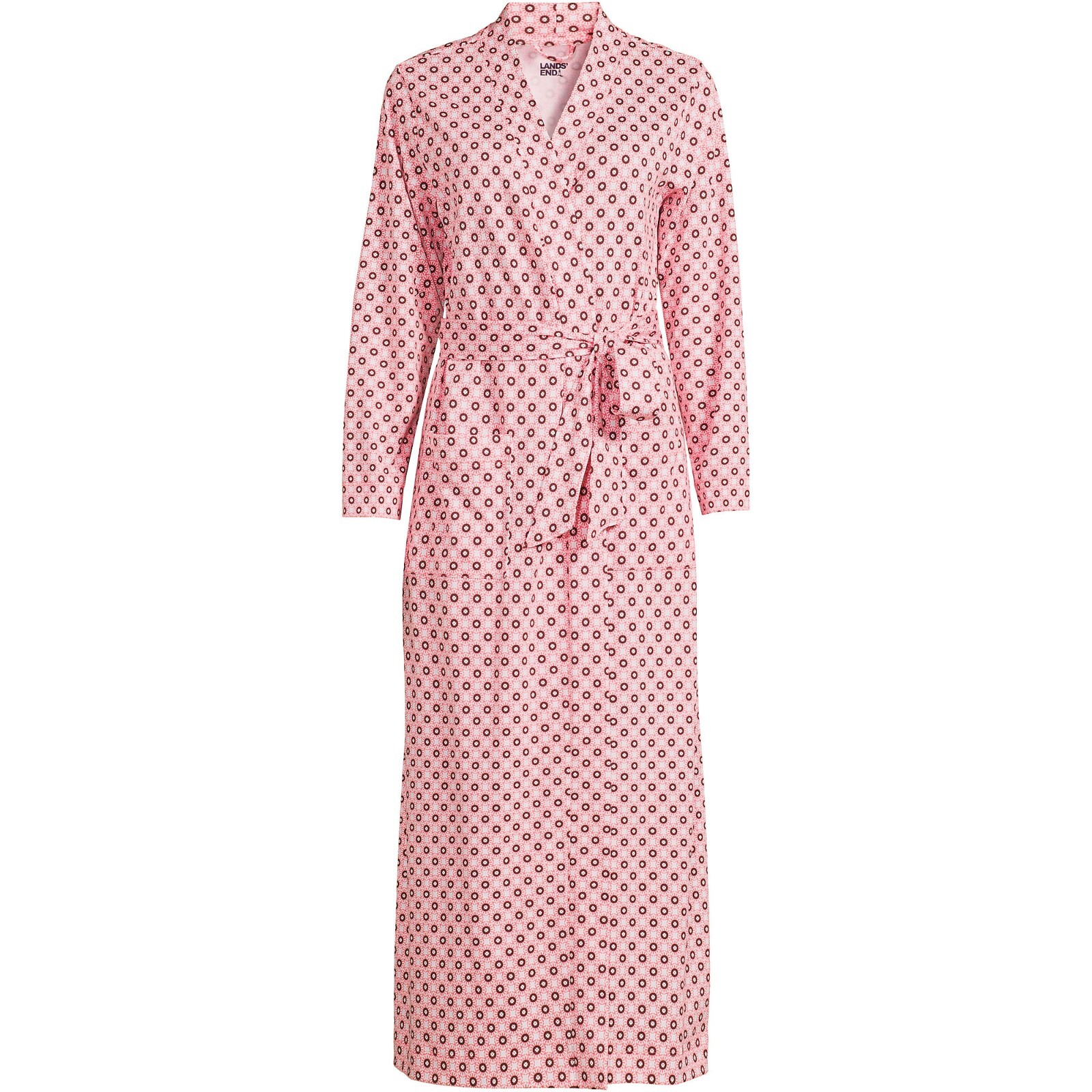 NEW Lands' End Women's Pure Supima Cotton Long Robe Light Pink Blush