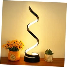 Modern Spiral Table Lamp, Dimmable Table Lamps for Bedroom, 12W LED Desk Black