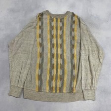 Vintage Knitted Jumper Abstract Patterned Grandad Knit Sweater Men's Xl