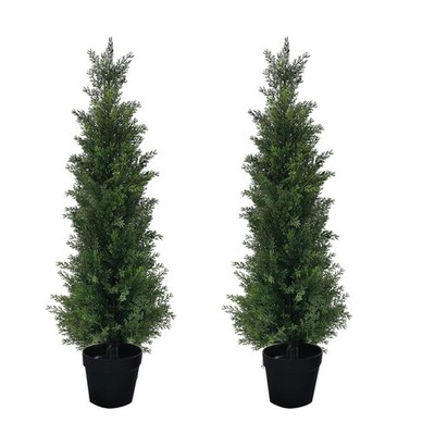 2pcs 3-4Ft Artificial Cedar Topiarys Trees Realistic Artificial Tree Home Decor