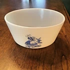 Unusual VTG Hazel-Atlas Blue & White Glass Dutch Girl Windmill Cereal Bowl 5"