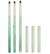 Nail Art Dust Remover Brush, 3-Piece Set, Soft Cleaner Brush with Cute Green