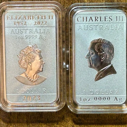 2023, 2024 “Mother And Son”  Set of Two .9999 Ag Dragon Bars  QE II & KC III.