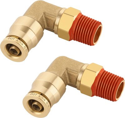 1/4'' Quick Push to Connect 1/4''OD × 1/8''NPT Thread, Gold 