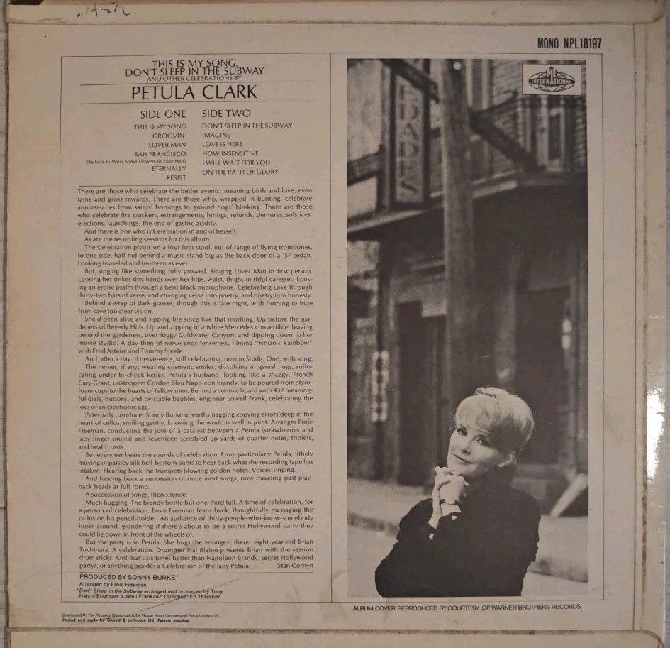 Pet Clark These Are My Songs Vinyl Record VG/VG NPL18197 1967 Foto 2 de 2