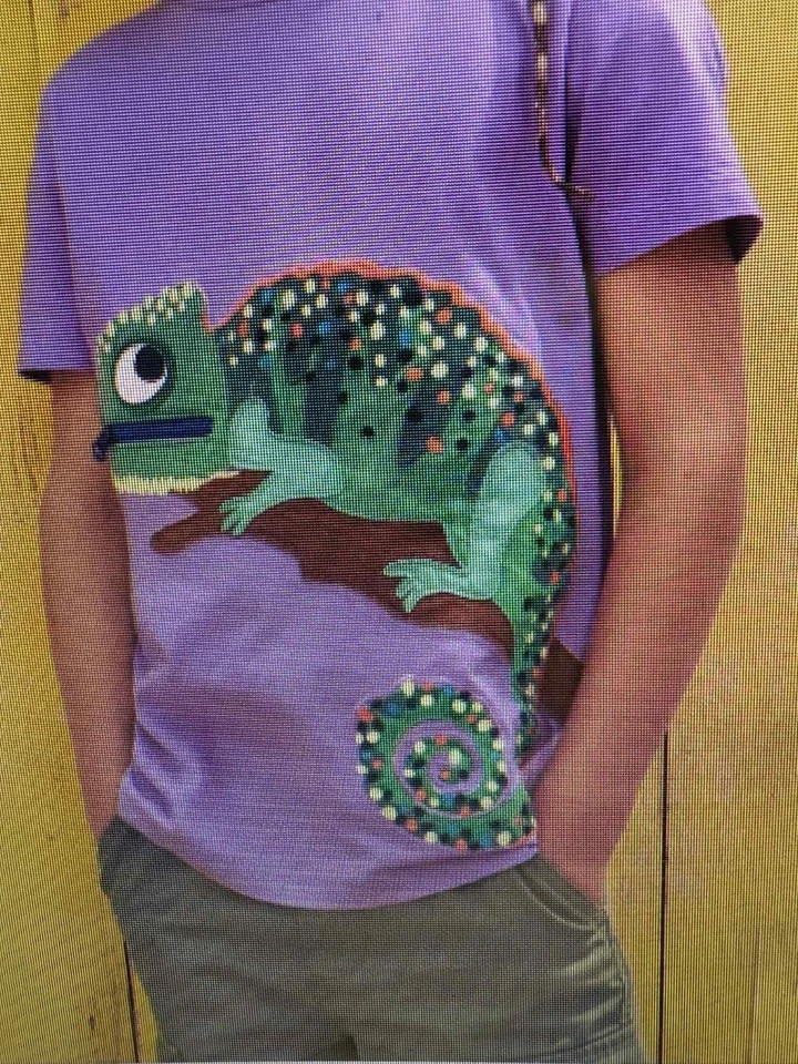 Camisa Mini Boden Adorable Púrpura "CAMALEÓN" Aplique Cremallera. ¡Idea de regalo perfecta! Foto 4 de 4