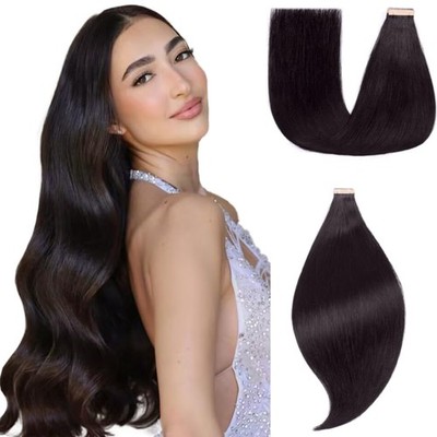 Tape Extensions Echthaar 20pcs Extensions Echthaar 60cm 50g Natürliches Schwa...