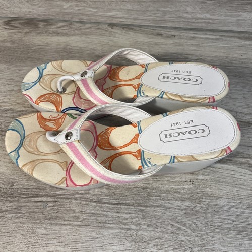 Women's Coach Felicite Signature Thong Wedge Platform Sandal 6.5 M - Picture 4 of 9