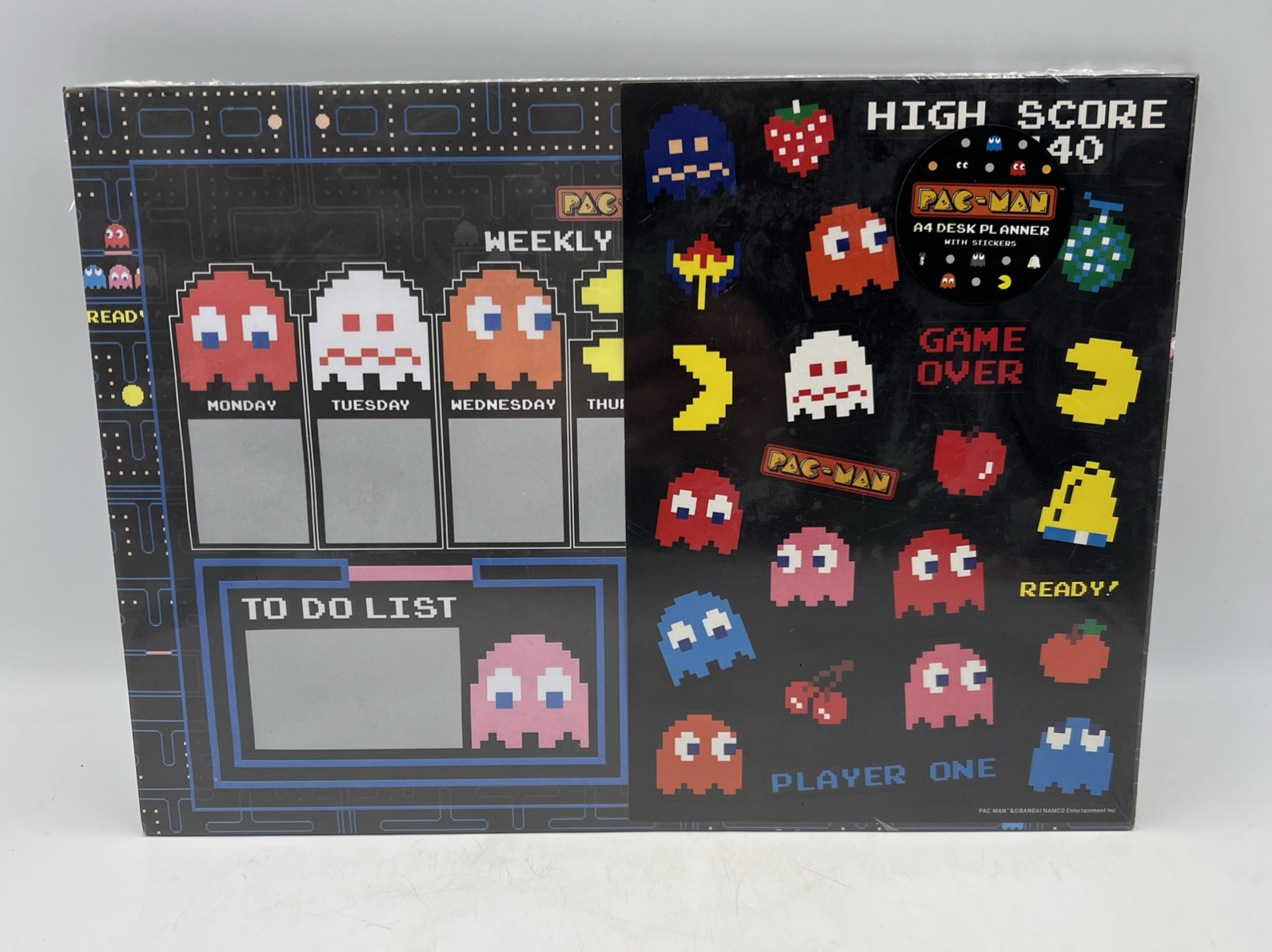 Pac-Man A4 Desk Planner With Stickers- Sealed Brand New