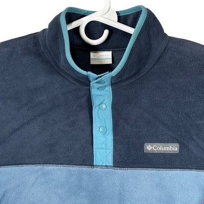 Columbia Steens Mountain Half Snap Fleece Pullover Blue Colorblock Mens L New