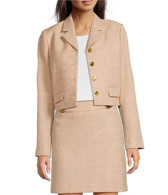 Donna Karan New York Notch Lapel Blazer Women's 16 Beige Button