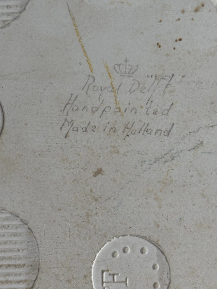 Chimenea antigua holandesa firmada de Delft azulejo azul edificio humo Holanda alrededor de 1800. Foto 3 de 4