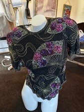Vintage 70s/80s Woman  s Sequin Blouse Small Petite