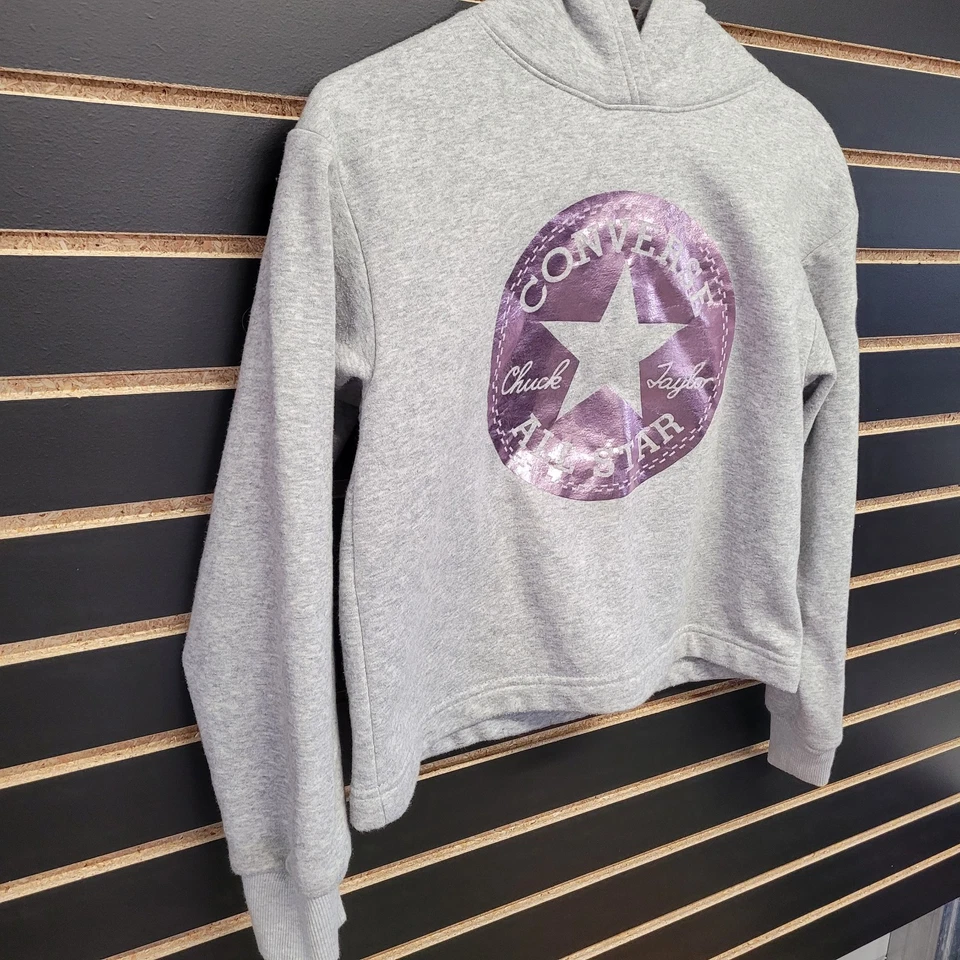 Sudadera con capucha corta Converse para niñas talla grande Foto 3 de 4