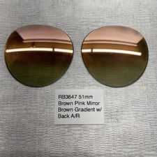 Authentic Ray Ban RB3647 51mm Brown Pink Mirror Glass Lenses w/ Back A/R New