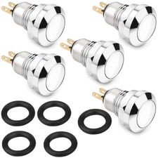 momentary push button switch waterproof 12v on off micro metal 8mm 5pcs US