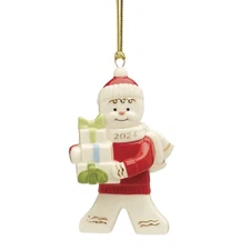 Gingerbread Man Christmas Ornament 24K Gold Accents Hanging Decor 2024