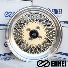 15 15x7 4x114.3 38 Authentic Enkei 92 Classic Silver Lip Gold Mesh 4 Wheel Set 15 15x7 4x114.3 38 Authentic Enkei 92 Classic Silver Lip Gold Mesh 4 Wheel Set