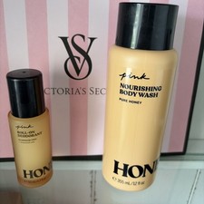 Victoria  s Secret Pink HONEY Nourishing Body Wash 12oz  Roll on Deodorant 1.7