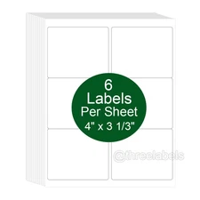 (150) 4" x 3 1/3" Laser/Ink Address Shipping Adhesive Labels Blank 6 per sheet