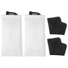 Squeeze Top Sunglass Pouch, 2Pcs Soft Eyeglass Pouch, White