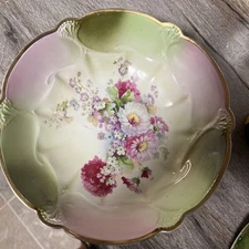 Vintage Raised Design Hand Painted 10 In Bowl