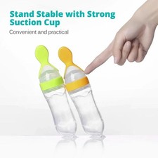 Silicone Baby Feeding Bottle with Spoon for Rice Cereal Food Supplement