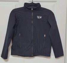 Mountain Hardwear Youth M Black Soft Shell Jacket Zip Pockets Outside/Inside