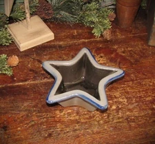 1995 Primitive Rowe Pottery Work Kobalt Blue Salt Glazed Ceramic Star Bowl Crock