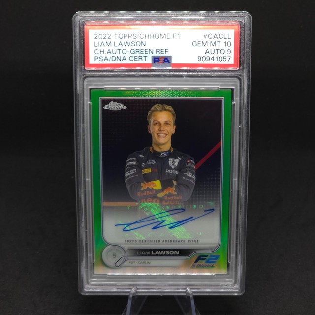 Liam Lawson 2022 Topps Chrome Formula 1 Green Refractor Auto