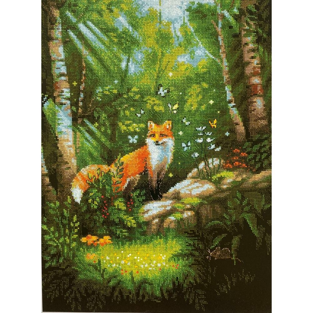 Kit point de croix RIOLIS Renard dans le forêt pour soirée détente