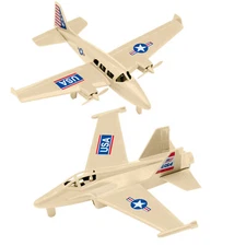 TimMee Prop Plane & Super Hornet Fighter Jet Tan Plastic Army Men Airplanes