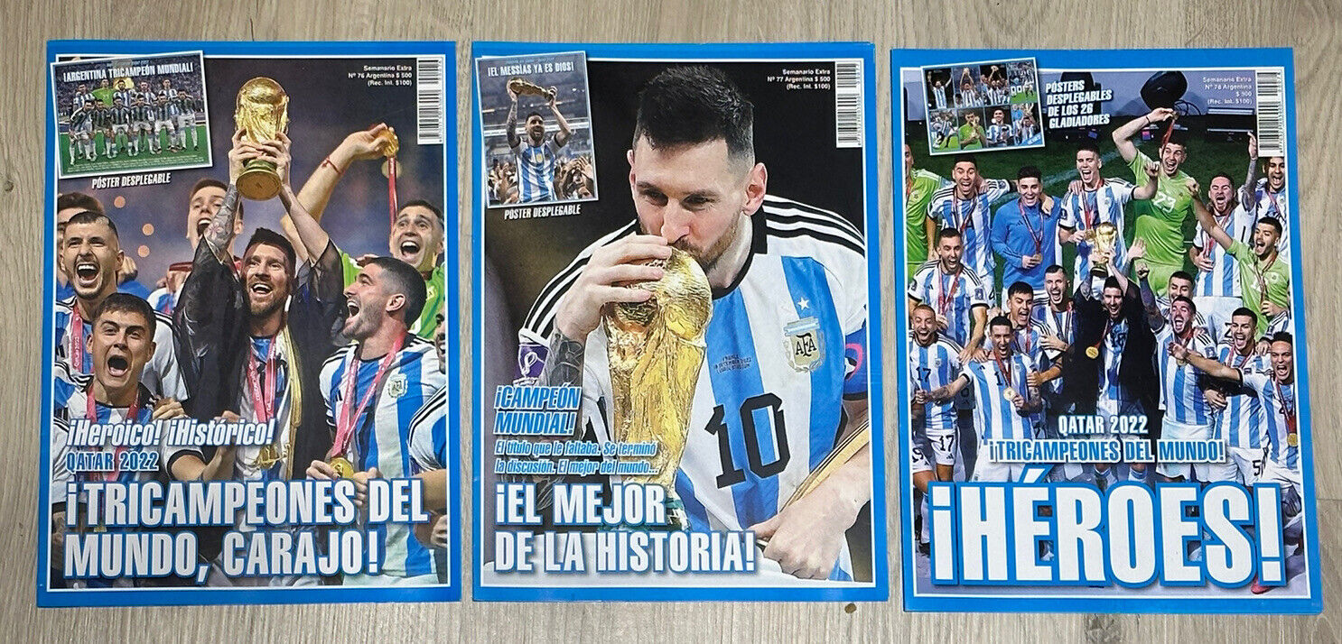 PLACAR WORLD CUP 2022 = ARGENTINA CHAMPION Messi Qatar Brazil Football  Magazine