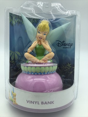 Disney Home Fairy Tinkerbell Peter Pan Vinyl Piggy Bank NIB