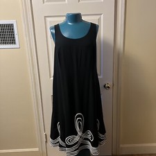 Adrianna Papell Dress 14W Black Sleeveless Below Knee Length Cocktail
