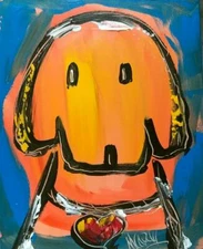 MARK KAZAV ABSTRACT DOG.  IMPRESSIONIST CANVAS ORIGINAL OIL  PAINTING TYgJRJ