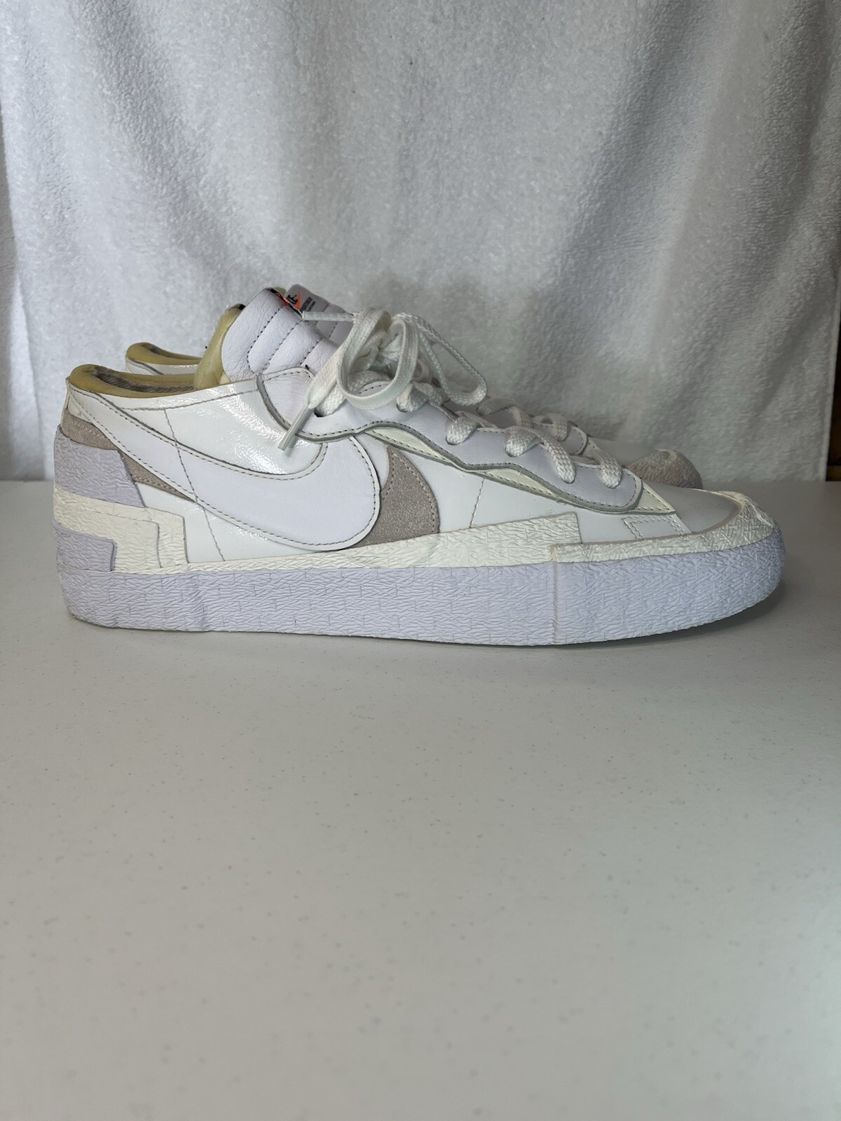 SACAI X NIKE Lotto Nike X Sacai Blazer Basso Bianco Brevetto Taglia 14 DM6443 100