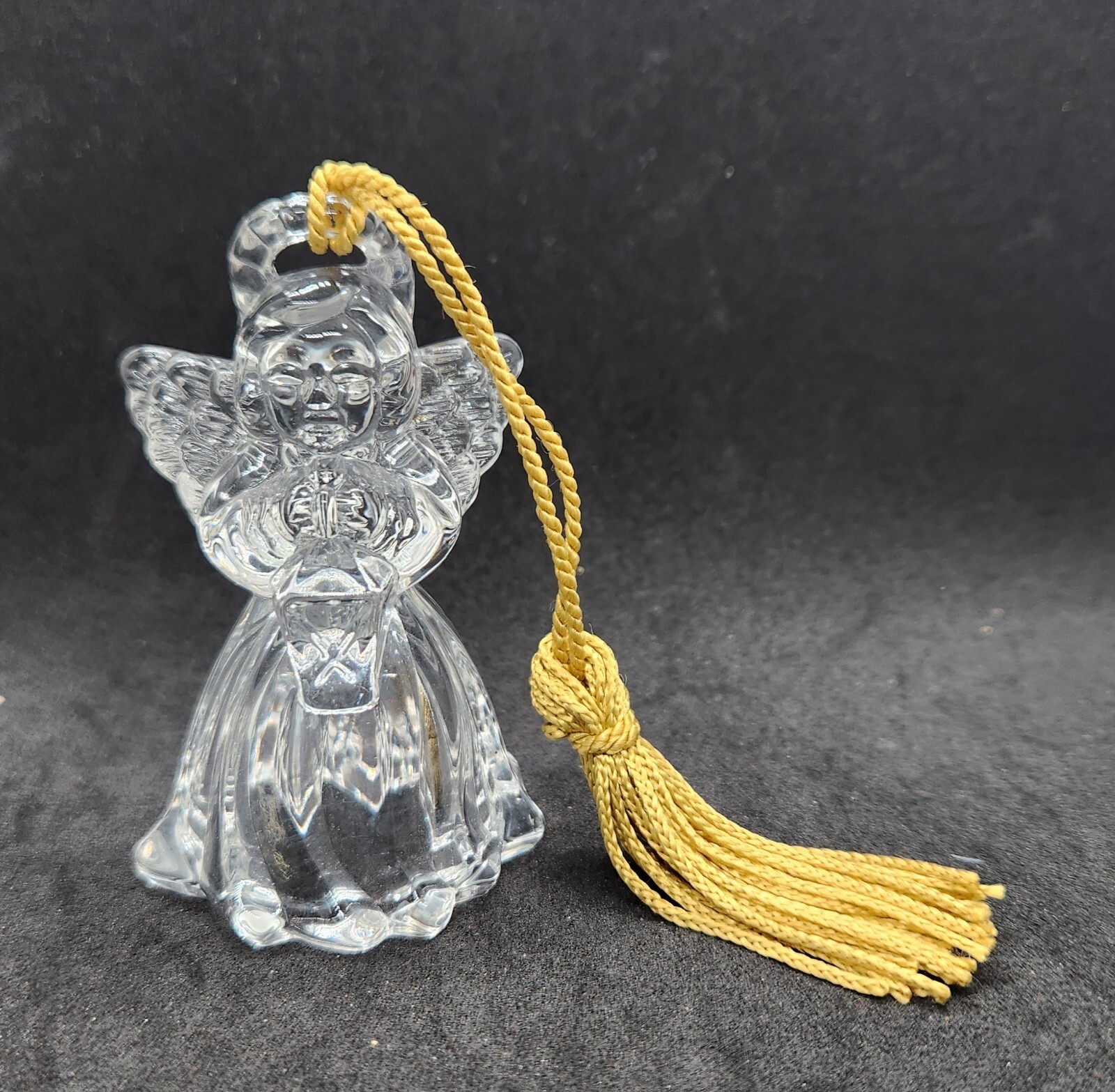 GORHAM Germany Lead Crystal Angel Ornament Carrying Light  2-3/4