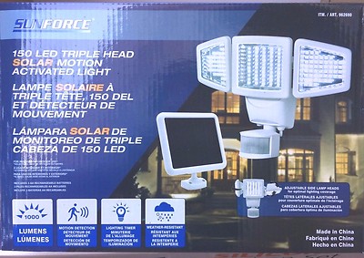 Brand New Sunforce 150 LED Triple Head SOLAR Motion Activated Light ...