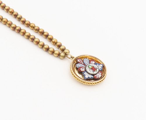 14K GOLD Antique Necklace Old Cut Diamonds Mosaic Fly Locket (OPENS) GN062 - Picture 4 of 9