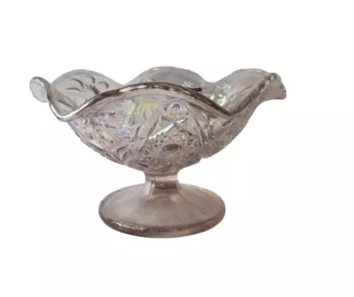 🍸Vintage 1980s Imperial Lenox Iridescent Glass Pink Compote Vintage Rare 6' New