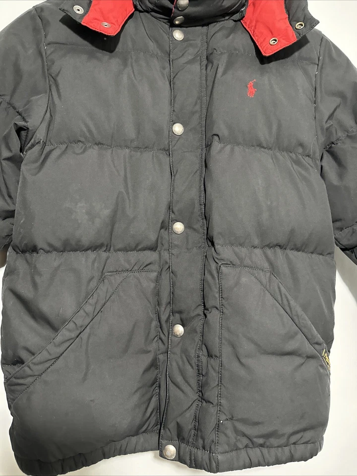 GORGEOUS POLO RALPH LAUREN BLACK HOODED DOWN JACKET Kids Size M 10/12 - Image 2 of 4