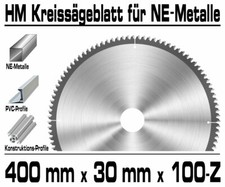 ALU Hartmetall Kreissägeblatt 400 mm x 30 x 100-Z Negativ Aluminium NE-Metall XT