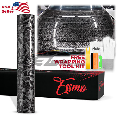 ESSMO PET Marble Forged Gloss Carbon Fiber Silver Car Vehicle Vinyl Wrap Decal