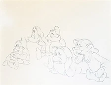 Snow White and the Seven Dwarfs Prod Animation Drawing Disney 1937 Matted 5