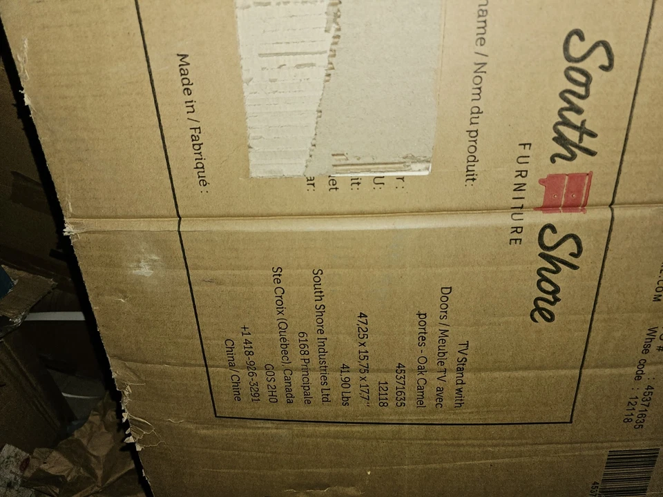 Suporte de TV South Shore com portas carvalho camelo/cinza 47,25" x 15,75" x 17,7" - Imagem 3 de 4